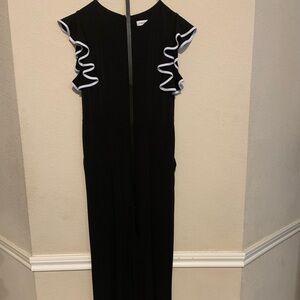 Calvin Klein Women's Flutter Sleeve Straight-Leg Jumpsuit, Black, Size 6